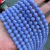 Natural Stone Blue Lace Agate Chalcedony Round Loose Spacer Beads 15" Strand 6 8 10 12 MM Size For Jewelry Making Bracelets