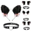 Hårtillbehör Kattörörar Pannband Plush Furry Söt med Bow Bell Chocker Fluffy Headwear Kitten Halsband för Party Halloween8457103