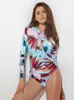 Bikinis Set Kadınlar Baskılı Tek Parça Rashguard Mayo Sörf Gömlek Güneş Koruma Yastıklı Mayo Mayo Takım Wetsuit Dive Cilt