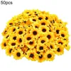 Decoratieve bloemen kransen 50 stks duurzaam kunstbloem hoofd milieuvriendelijke plastic nep zonnebloemen mooie slinger
