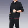 Dorywczo Dress Mężczyźni Jesień Zipper Kurtki + Spodnie 2 Sztuk Zestawy Męski Slim Fit Sportswear Moda 2PCS Męski Solidny zestaw 210518