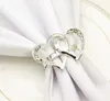 Hart-vormige bruiloft servet ring metalen zilveren kleur servet gesp Valentijnsdag bruiloft-diners speeltafel decor servetten houder SN3269