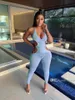 Sexiga Jumpsuits Summer Kvinnor Kläder Byxor Halter Bandage Hål Out Ärmlös Top Pläterade Slim Leggings Pants Rompers Bodycon Bodysuits Nattklubb Kläder