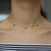 Bohemia gold color green stone statement chain necklace choker fashion women elegance gift stylish jewelry