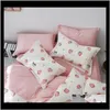 Conjuntos Fornecedores Têxteis Home GardenHome-Claroom 100percent Bedding Pink Stberry Cama Roupa Bonito Conjunto de Edredão Construção Er DS52 #