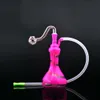 Cachimbo de água para fumar mais barato mini queimador de óleo bong grosso reciclador de borbulhador dab rig bong com tubo de silicone e tubo de queimador de óleo de vidro masculino de 10 mm