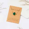 5 Colors Fan Shape Natural Stone Pendant Necklace Quartz Druzy Resin Beads Gold Link Chain Necklace with Card Jewelry Gift G1206
