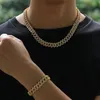 Hip Hop Diamant Glacé Chaînes Colliers Bracelets Bijoux Autrichien Strass Cuba Lien Pour Hommes Unisexe Fête Or Argent Chaîne Colliers Ras Du Cou Cadeau