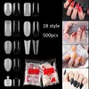 500Pcs press on Nail Clear White Full Cover French false nails toe Tips U-shape Acrylic UV Gel Manicure accessories NAF014