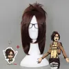 Attack on Titan Hans Zoe 40cm Short Straight Cosplay Wigs for Women Female Fake Hair Anime Universal Party Brown + Keychain Y0913