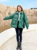 Cotton Down Plus Size Parka Stand-up Collar Jacket Women Glossy White Duck Zipper Coat 210531