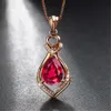 Crystal Womens Necklaces Pendant new natural red 18K gold Diamond silver plated