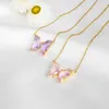 Ins romantique cristal papillon AAA Zircon femmes clavicule chaîne charme pendentif de mariage 14K plaqué or ZB5 bijoux