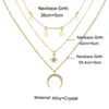Mode-sieraden 3 Layer Star Moon Choker Hanger Ketting Nice Cadeau voor Vrouwen Meisje