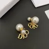 Fashion Have stamps pearl Letter Dangle designer earrings for lady women Bride Party wedding lovers gift engagement luxury jewelry with Box