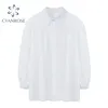 Linterna manga larga cardigan blanco blusas elegante suelta vintage streetwear camisas oficina damas trabajo coreano ulzzang tops 210515