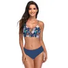 Dames badmode zomer 2021 dame zwempak gevoerde bh tweedelig dames hoge taille halter backless print badpak strandkleding bikini