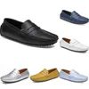 leather peas men's casual driving shoes soft sole fashion black navy white blue silver yellow grey footwear all-match lazy cross-border 38-46 color53