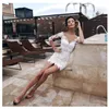 Vestidos de Noiva Sexig Illusion Bröllopsklänning Halv ärmar Mini Short Bride Bröllopklänningar 2022 Skräddarsydda Robe Mariage