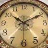 Lyxigt trä vägg klocka metall retro nordisk amerikansk stil guld tyst vägg klockor sovrum shabby chic vardagsrum horloge gåva 210724