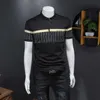 Sommarpolo Skjortor Mode Striped Kortärmad Polo Business Casual Tee Toppar Streetwear Man Kläder Plus Storlek M-4XL 210527