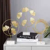 Nordic Woondecoratie Gouden Ornamenten Woonkamer Meubels Smeedijzeren Blad Desktop Sculptuur Bruiloft 211105