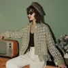 Green Plaid Tweed Jacket Autumn Tassel Cropped Fringe Coats And Jackets Women Patchwork Fashion Designer Clothes 210427