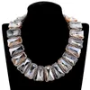 Colliers de luxe à la mode Collier de cristal perlé et forme trapézoïdale en verre tricoté colliers ras du cou Chunky bavoir couples pour les femmes