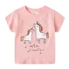 Jumping Meters Meninas de algodão rosa T Camisas para faixa de verão Crianças roupas Animais Imprimir Tops Kids Tees 210529