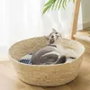 Cat Beds & Furniture 2021 Pet Dogs Bed Hand Woven Rattan Soft Round Basket Nest Breathable Mat Sleeping Cool Summer Sofa