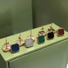 Womens Earrings Fashion Stud Earings Clover Stainless Elegant for Woman Classic 13 Color High Quality box need to extra cost