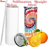2 Days Delivery 20oz DIY Sublimation Straight Tumbler Cups Set Stainless Steel Insulated Travel Office Tumbler with Lid Straw Slim Water Bottles US STOCK