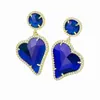 Boucles d'oreilles en cristal de zircon AAA pour femme, bijoux exquis et ravissants, cœur, rouge, vert, bleu, amour romantique, 2020