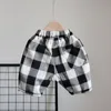 Boys Summer Shorts Loose Plaid Pants Thin Section Cropped Casual P4310 210622