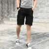 Summer White Multi-pocket Shorts Men's Working Casual Knee Length Pants Trend Loose Large Size Straight 210713