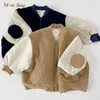 Moda Baby Girl Boy Giacca di velluto a coste Infantile Toddle Bambino Bomber Cappotto Blazer Outwear Rattoppato Primavera Autunno Vestiti per bambini 1-10Y 211023