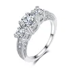 Wedding Rings Exquise Silver Color Cz voor vrouwen dames roodblauw witte kristalbetrokkenheid mode zirkonia sieraden
