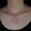 iced out bling women hip hop jewelry sparking bling cubic zirconia bling snowflake pendant with 5mm cz tennis chain necklace X0509