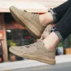 Spring casual Breathable canvas men's shoes thick-soled trend board youth increase Fashion outdoor version sports comfort Skateboarding khaki BLACK