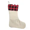 Sublimation Buffalo Plaid Christmas Stocking 13 stilar Blank Xmas Present Candy Socks Santa Strumpor Xmas-Tree Oranment Sea Skicka T9i001388