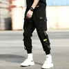 Calças dos homens 2021 corredores Cargo para homens Casual Hip Hop Hit Color Bolso Masculino Calças Sweetpants Streetwear Ribbons Techwear