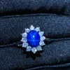 Starlight Sapphire Yüzük, Klasik 925 Saf Gümüş Yıldız Hattı Güzel Posta Ambalaj