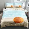 Beddengoed sets 3D-zeester en shell dekbedoverdek set a/b dubbelzijdige dekbed volledige twin king size 203x230cm bed linnen huizen textiel