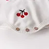 Vestuário conjuntos meninas de bebê roupas outono cereja malha romper set infantil garota cardigan camisola de algodão de algodão para