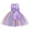 Happy Year Baby / Toddler Girl Floral Bowknot Granadina Colorido con volantes Vestido de fiesta sin mangas 210528