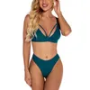 Costume da bagno bikini sexy Donna Costume da bagno verde solido 2 pezzi Set Biquini Fascia Sport Abbigliamento da spiaggia Halter Fasciatura Costumi da bagno 210604