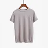 Sommer gestricktes T-Shirt Top T-Shirts Kurzarm solide O-Ausschnitt T-Shirts Mode schlanke Strickwaren T-Shirt Drop 210514