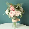 Dekorative Blumen Kränze Rose Löwenzahn künstliche grüne Pflanzen Bouquet falsche Blume für Hochzeit Dekoration Hausgartendekoration