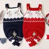 Weihnachten Baby Jungen Mädchen Cartoon Hosenträger Strampler Kleidung Herbst Winter Junge Mädchen Kinder Ärmelloses Stricken 210429