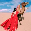 YOSIMI red Long Women Dress Desert Travel Summer Fit and Flare Maxi Ankle-Length Bandage Empire Party es 210604